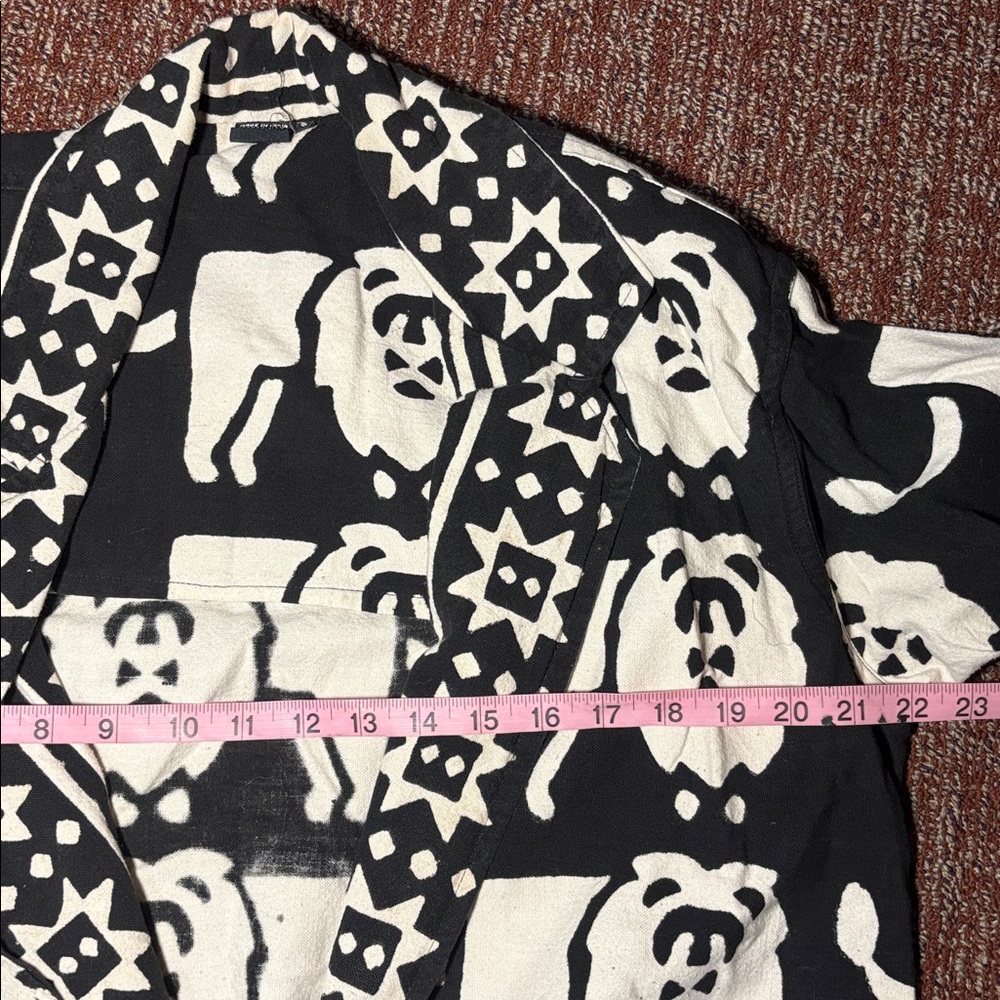 Women’s Black/white African print 100% cotton lion vintage blazer two button - Picture 16 of 16